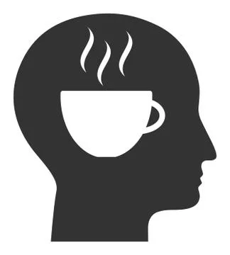 Flat Raster Coffee Thinking Icon Stock Illustration