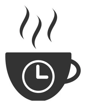 Flat Raster Coffee Time Icon 스톡 일러스트