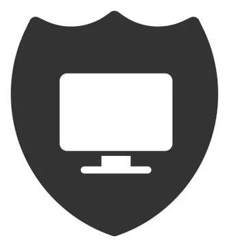 Flat Raster Computer Insurance Icon Stock Illustration