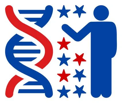 Flat Raster Genome Engineer Icon in American Democratic Colors with Stars Stock Illustration