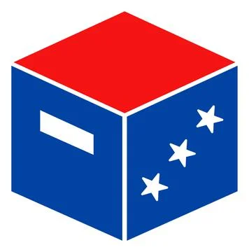 Flat Raster Goods Parcel Icon in American Democratic Colors with Stars Ilustração Stock