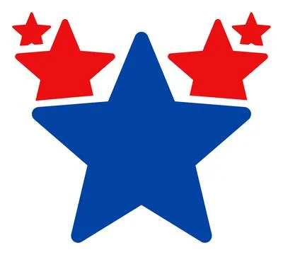 Flat Raster Hit Parade Icon in American Democratic Colors with Stars Illustrazione stock