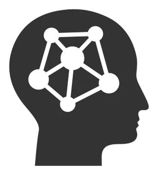Flat Raster Human Neural Network Icon Stock Illustration