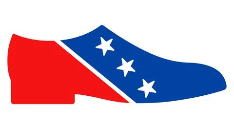 Flat Raster Man Shoe Icon in American Democratic Colors with Stars Illustrazione stock