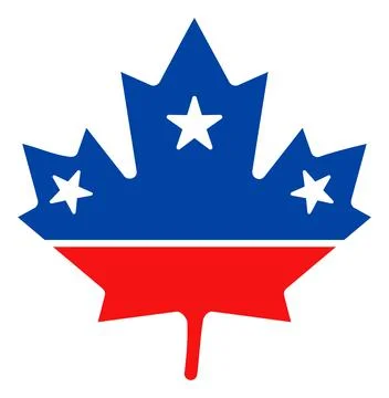Flat Raster Maple Leaf Icon in American Democratic Colors with Stars Stock Illustration
