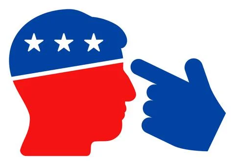 Flat Raster Memorize Hand Icon in American Democratic Colors with Stars Stock Illustration