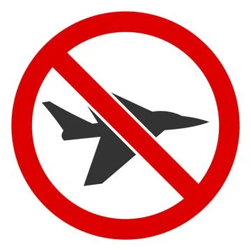 Flat Raster No Aircraft Intercepter Icon Stock Illustration