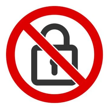 Flat Raster No Lock Icon Stock Illustration