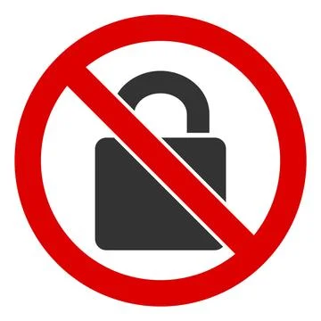 Flat Raster No Lock Icon 스톡 일러스트