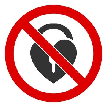 Flat Raster No Love Lock Icon Stock Illustration