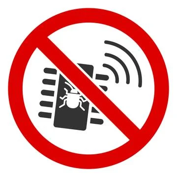 Flat Raster No Processor Bug Icon Illustrazione stock