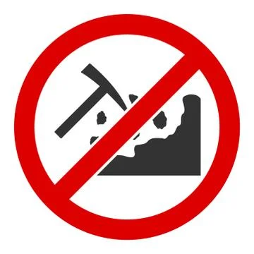 Flat Raster No Rock Mining Icon Stock Illustration