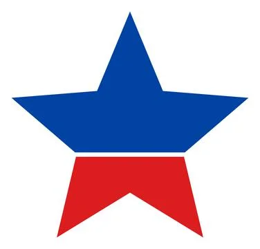 Flat Raster Star Icon in American Democratic Colors with Stars Stock Illustration