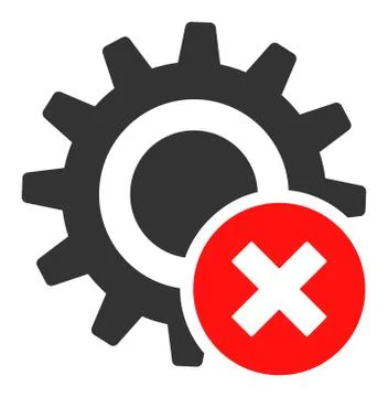 Flat Raster Wrong Settings Gear Icon Stock Illustration