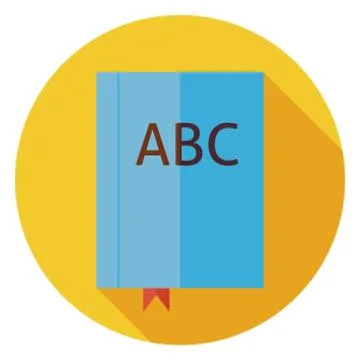 Flat Reading Book with Bookmark Circle Icon with Long Shadow Stock Illustration