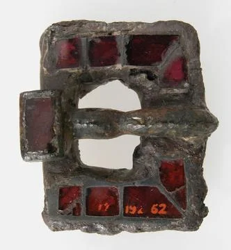 Flat Rectangular Buckle end of the 5thearly 6th century Frankish. Flat Rect.. 스톡 사진