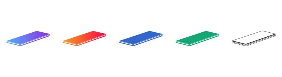 Flat Rectangular Sheet Material Icon Set Stockillustratie