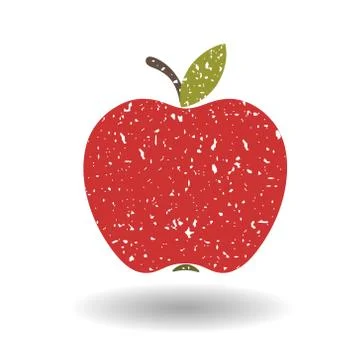 Flat red Apple, covered in white grit 스톡 일러스트