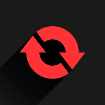 Flat red arrow icon refresh, reset, repeat sign 스톡 일러스트