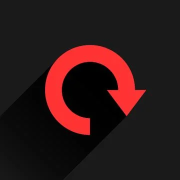 Flat red arrow icon refresh, rotation, repeat sign Stock Illustration