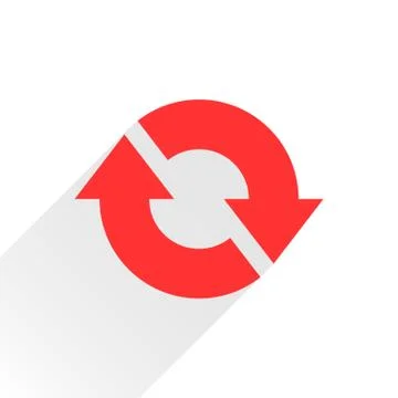 Flat red arrow icon reset, repeat sign on white Stock Illustration