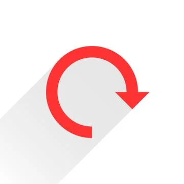 Flat red arrow icon reset sign on white Illustrazione stock