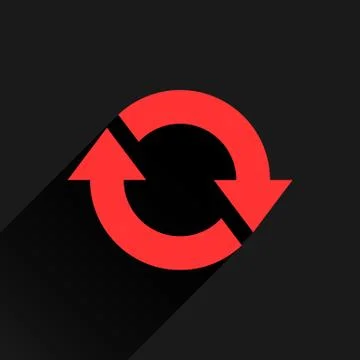 Flat red arrow icon rotation, reset, repeat sign Stock Illustration