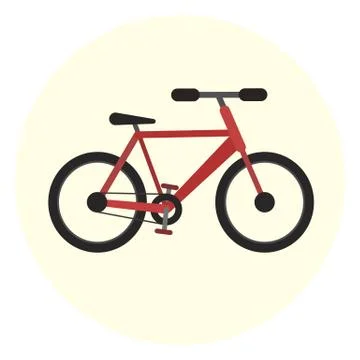 Flat red bicycle icon, ecological transport Stock Illustration