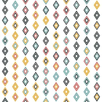 Flat Red, Blue and Orange Diamond Lines on White Background Stock Illustration