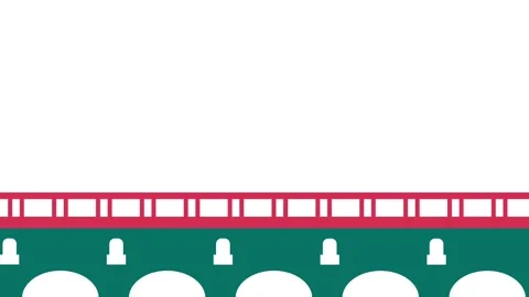 Flat Red Bridge with Underpass Arches Stock Footage 335637489