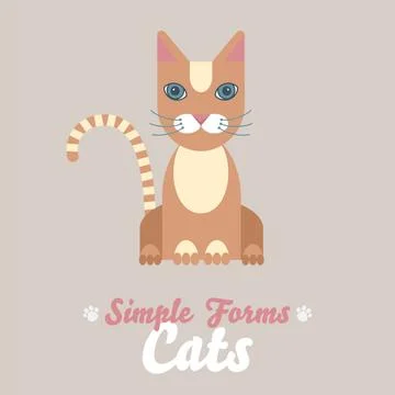 Flat red cat isolated vector. Cartoon illustration domestic tabby cat logo icon Stock Illustration