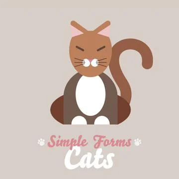 Flat red cat isolated vector. Cartoon illustration domestic brown cat logo icon Stock Illustration