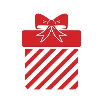 A Flat Red Christmas Gift Element, Icon, Symbol on White background Vector .. Stock Illustration