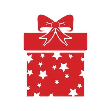 A Flat Red Christmas Gift Element, Icon, Symbol Vector Design, Used in Pres.. Stock Illustration