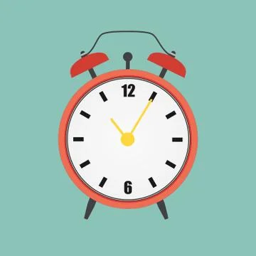 Flat Red Clock Alarm Watch Vector Illustration. EPS10 Stock Illustration