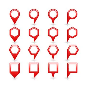 Flat red color map pin sign location icon Illustrazione stock