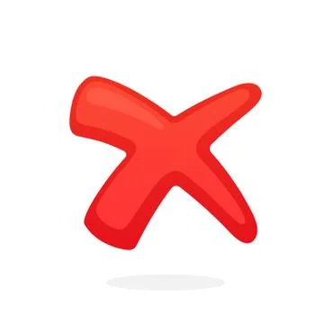 Flat red cross check mark for indicate wrong choice Stock Illustration