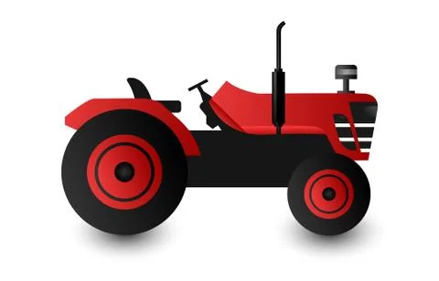 Flat red farm tractor Stock Illustration