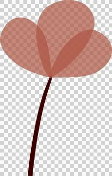 Flat red flower is showing three overlapping petals on curved stem with 库存插图