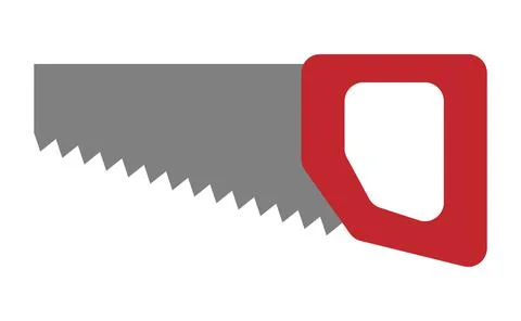Flat red handsaw isolated isolated on white background Stock Illustration