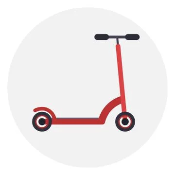 Flat red kick scooter icon Stock Illustration