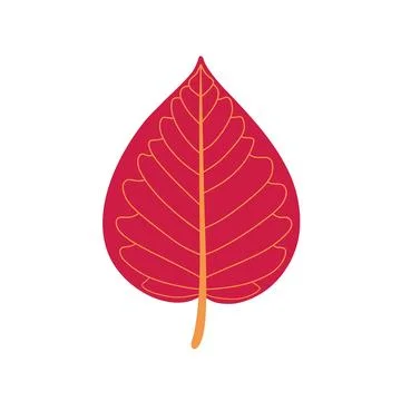 Flat Red Leaf Vector Illustration with Orange Veins Illustrazione stock