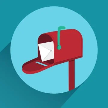 Flat red mailbox with long shadow Stock Illustration