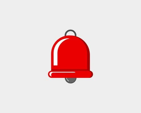 Flat Red Notification Bell Icon Vector Stock Illustration