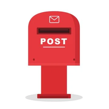 Flat red post box with mail slot and envelope icon vector illustration Stock Illustration