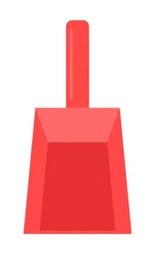 Flat red scoop for sweeping. Clean up garbage, a household cleaning item. Flat Stock Illustration