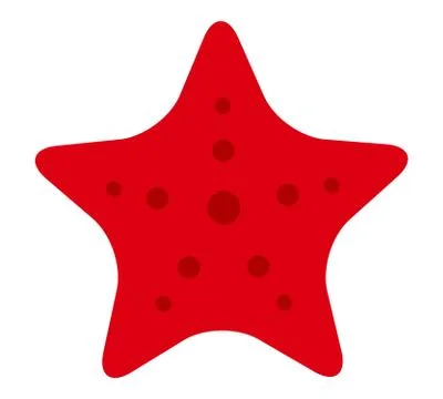 Flat red sea star vector icon isolated on white background. Stock Illustration