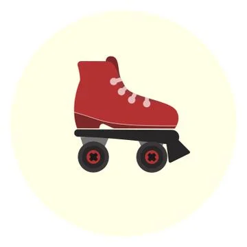 Flat red skate rollers icon Stock Illustration