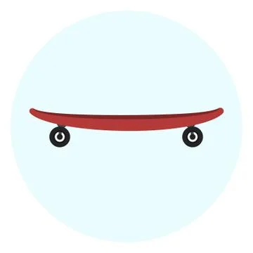 Flat red skateboard icon Stock Illustration