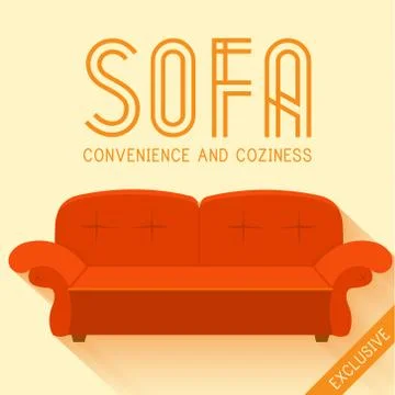Flat red sofa background vector illustration concept イラスト素材